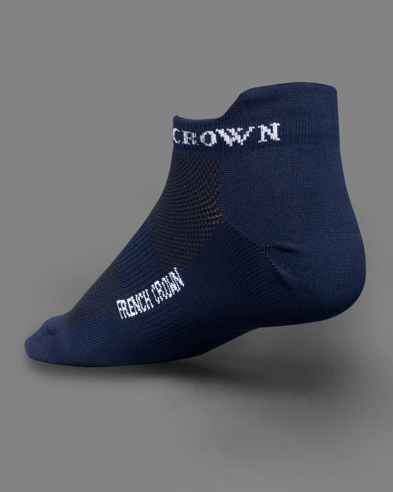 Pack of 4: Sky Blue, Navy Blue, Yellow, and green textured Premium Combed Cotton Ankle Length And No-Show socks SOC007