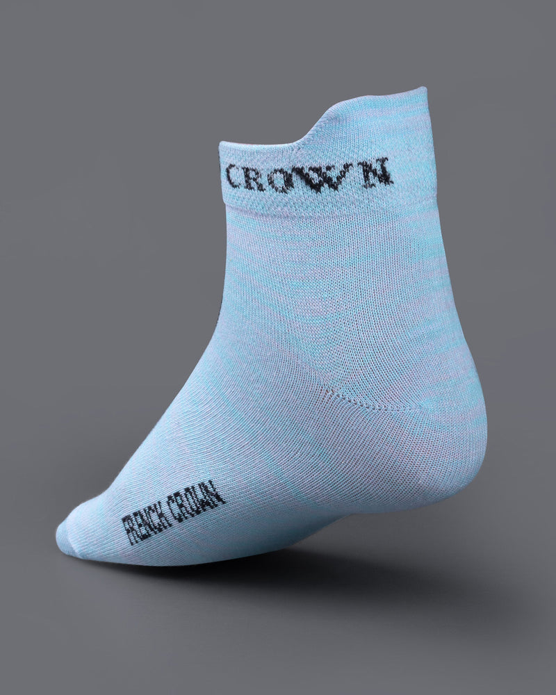 Pack of 4: Sky Blue, Navy Blue, Yellow, and green textured Premium Combed Cotton Ankle Length And No-Show socks SOC007