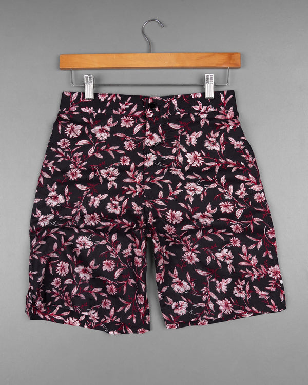 Jade Black Floral Printed Premium Cotton Shorts SR112-28, SR112-30, SR112-32, SR112-34, SR112-36, SR112-38, SR112-40, SR112-42, SR112-44