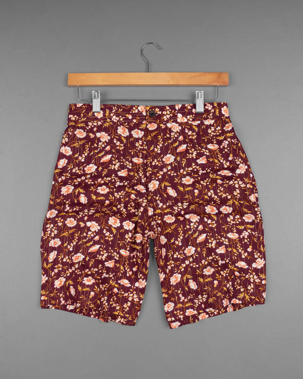 Tawny Port Striped and Floral Printed Premium Tencel Shorts SR115-28, SR115-30, SR115-32, SR115-34, SR115-36, SR115-38, SR115-40, SR115-42, SR115-44