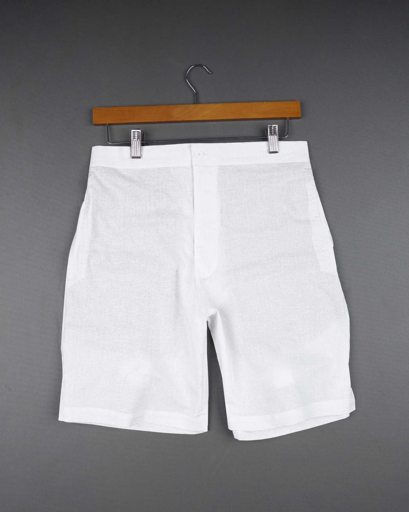 BRIGHT WHITE PREMIUM LINEN SHORTS