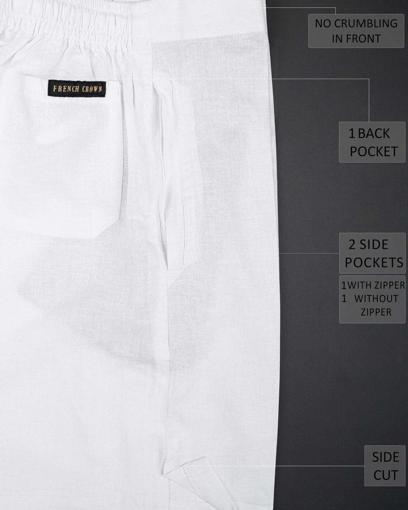 BRIGHT WHITE PREMIUM LINEN SHORTS