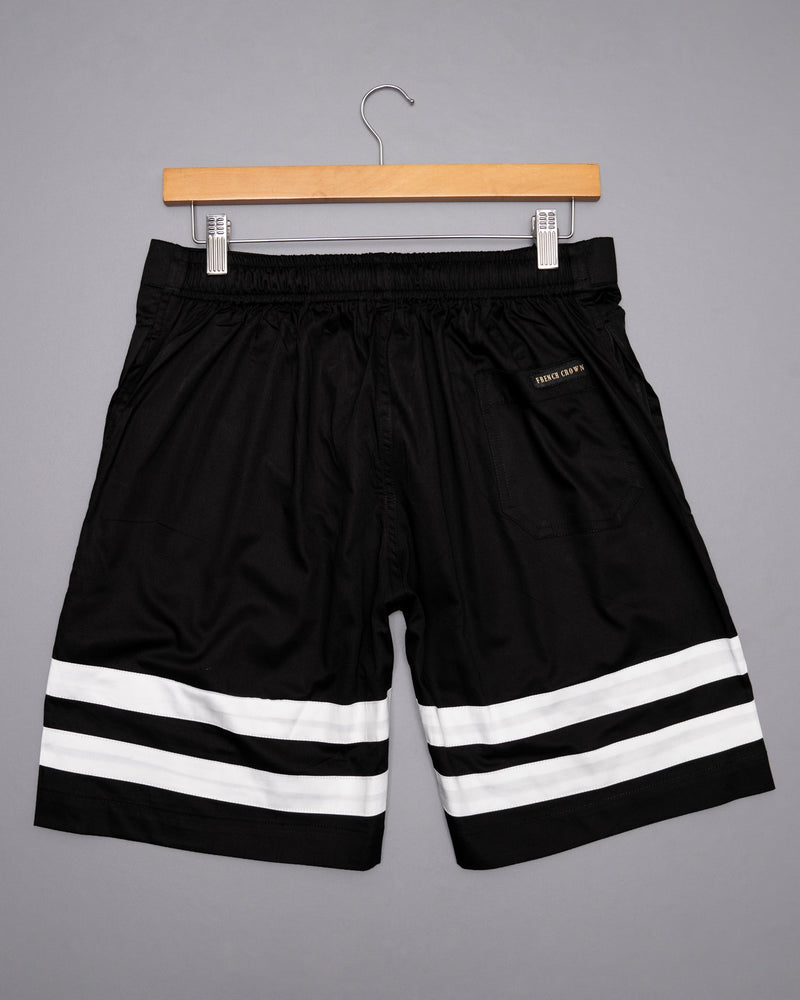 JADE BLACK AND BRIGHT WHITE STRIPED DESIGNER PREMIUM COTTON SHORTS SR142-28, SR142-30, SR142-32, SR142-34, SR142-36, SR142-38, SR142-40, SR142-42, SR142-44