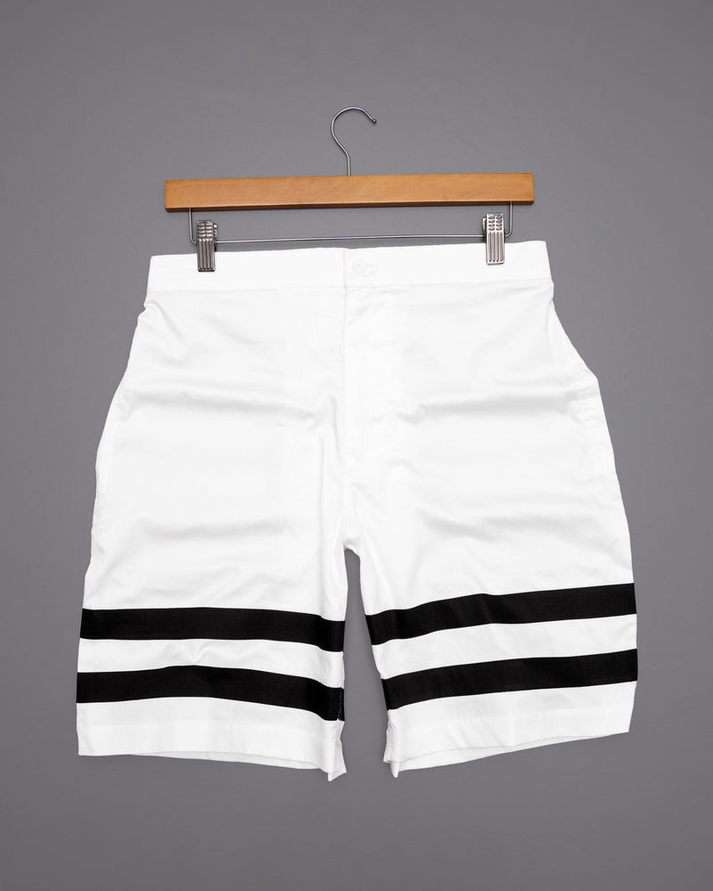 JADE BLACK AND BRIGHT WHITE STRIPED DESIGNER PREMIUM COTTON SHORTS SR142-28, SR142-30, SR142-32, SR142-34, SR142-36, SR142-38, SR142-40, SR142-42, SR142-44