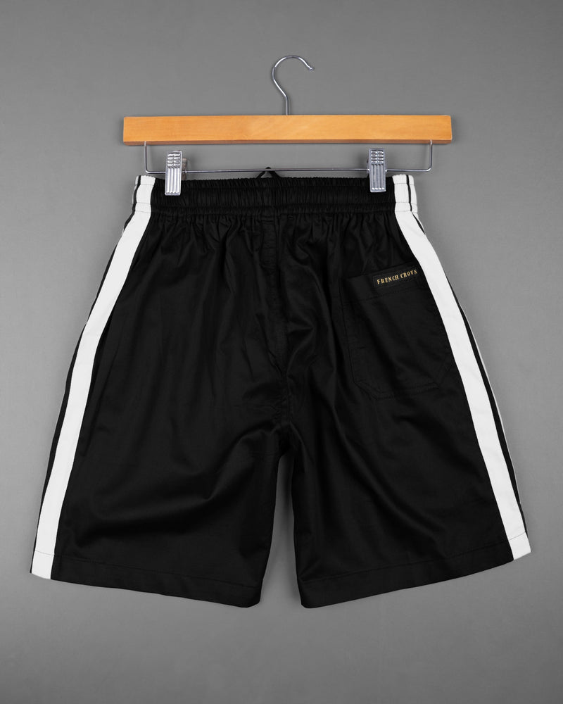 Jade Black with White Striped  Super Soft Premium Cotton Designer Shorts SR143-28, SR143-30, SR143-32, SR143-34, SR143-36, SR143-38, SR143-40, SR143-42, SR143-44