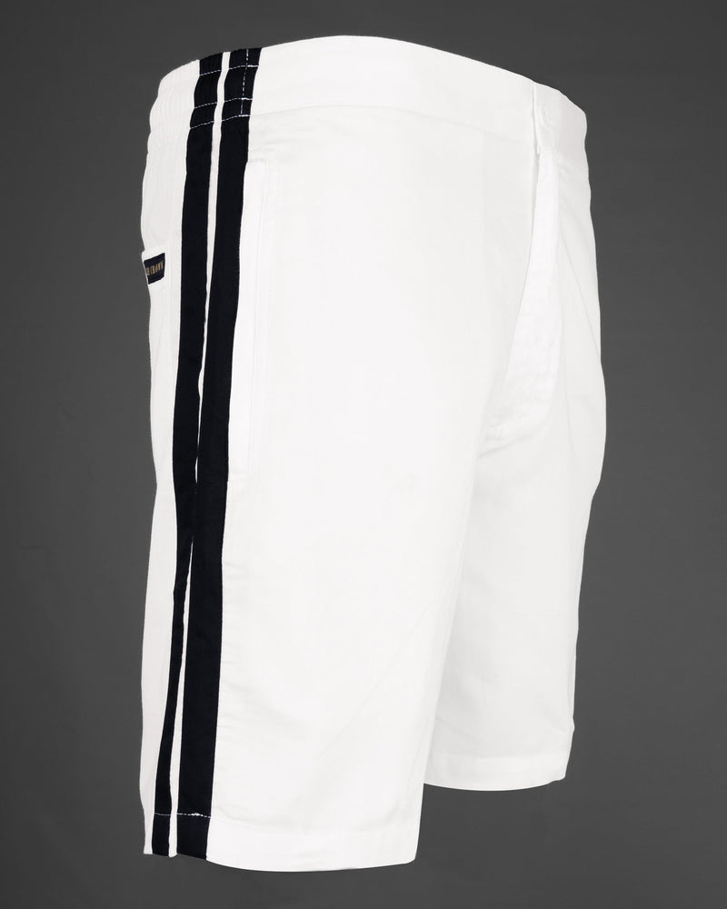 Bright White with Black Striped Super Soft Premium Cotton Designer Shorts SR144-28, SR144-30, SR144-32, SR144-34, SR144-36, SR144-38, SR144-40, SR144-42, SR144-44