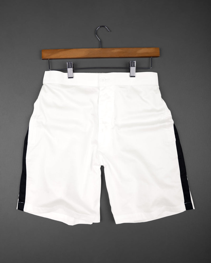 Bright White with Black Striped Super Soft Premium Cotton Designer Shorts SR144-28, SR144-30, SR144-32, SR144-34, SR144-36, SR144-38, SR144-40, SR144-42, SR144-44