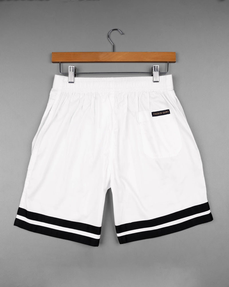 Bright White with Jade Black Striped Super Soft Premium Cotton Designer Shorts SR146-28, SR146-30, SR146-32, SR146-34, SR146-36, SR146-38, SR146-40, SR146-42, SR146-44