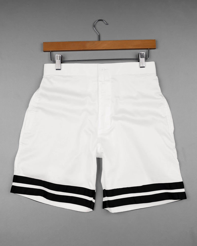 Jade Black and Bright White Contrast horizontal Striped Super Soft Premium Cotton Designer Shorts SR148-28, SR148-30, SR148-32, SR148-34, SR148-36, SR148-38, SR148-40, SR148-42, SR148-44