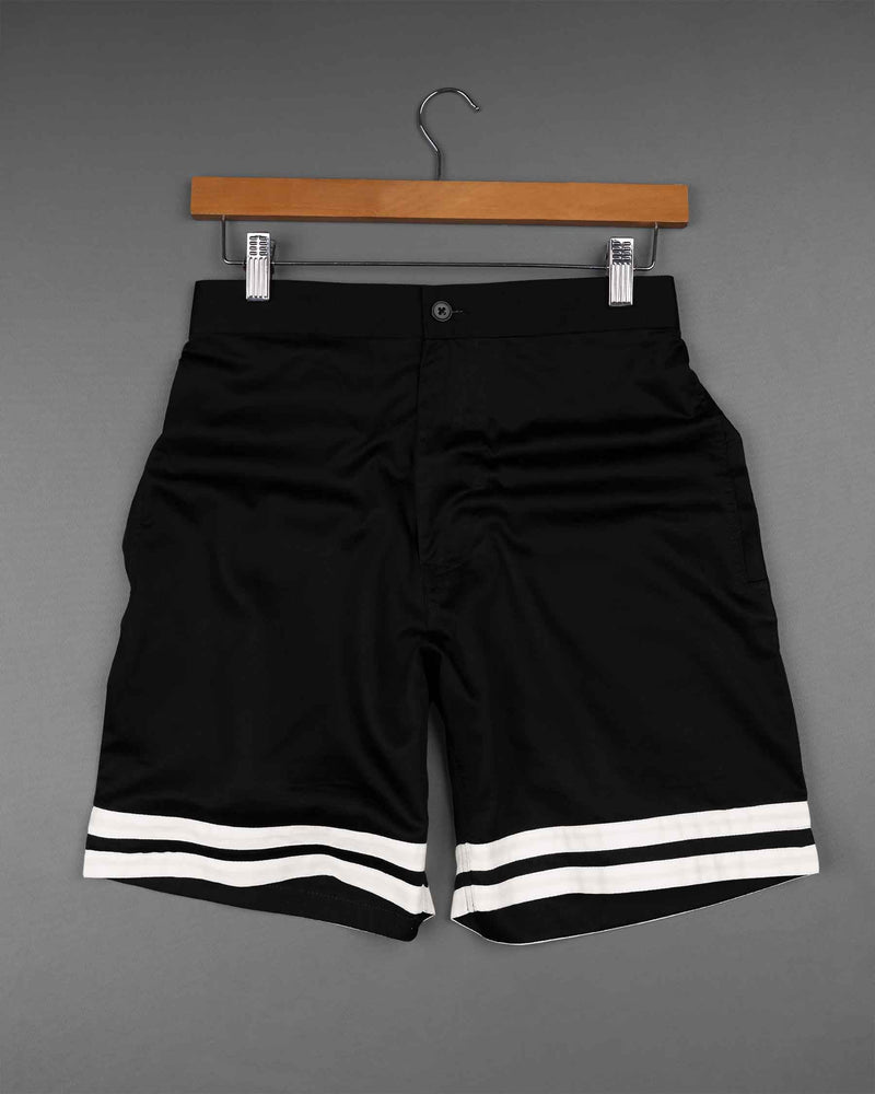 Jade Black and Bright White Contrast horizontal Striped Super Soft Premium Cotton Designer Shorts SR148-28, SR148-30, SR148-32, SR148-34, SR148-36, SR148-38, SR148-40, SR148-42, SR148-44