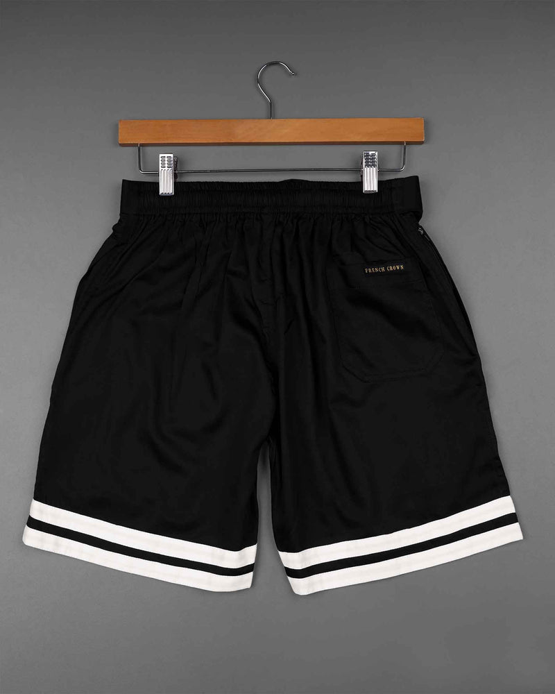 Jade Black and Bright White Contrast horizontal Striped Super Soft Premium Cotton Designer Shorts SR148-28, SR148-30, SR148-32, SR148-34, SR148-36, SR148-38, SR148-40, SR148-42, SR148-44