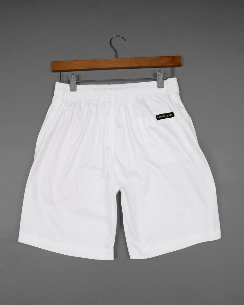 Bright White with Black Striped Super Soft Premium Cotton Designer Shorts