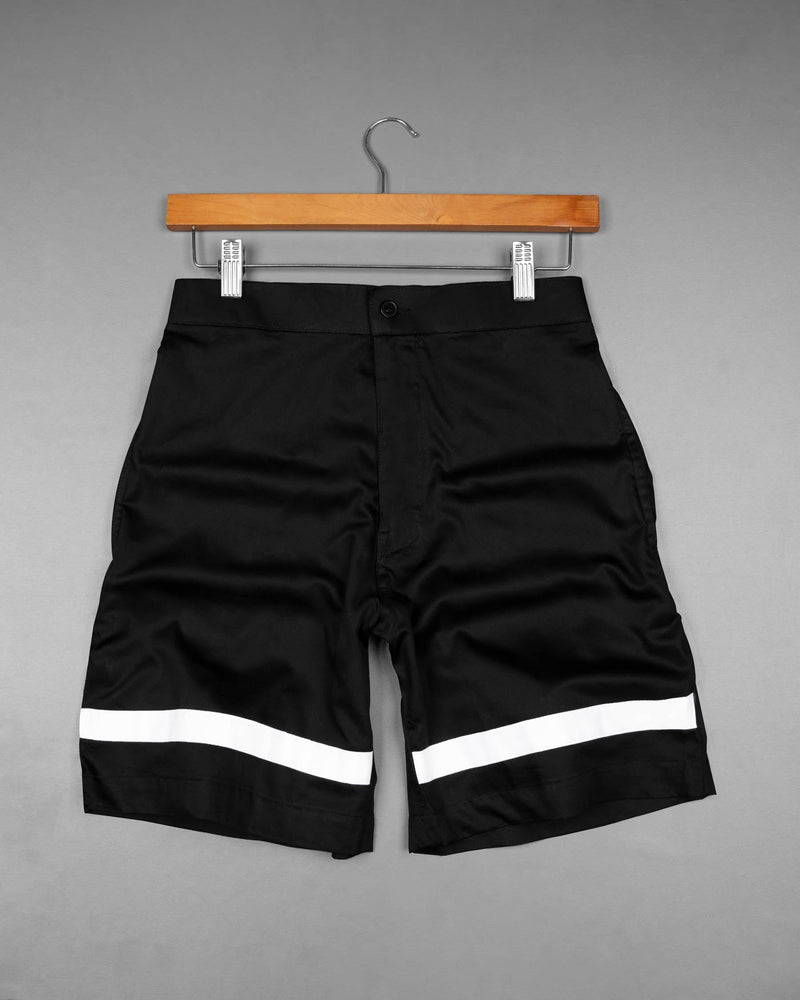 Bright White and Jade Black Contrast Striped Super Soft Premium Cotton Designer Shorts SR154-28, SR154-30, SR154-32, SR154-34, SR154-36, SR154-38, SR154-40, SR154-42, SR154-44