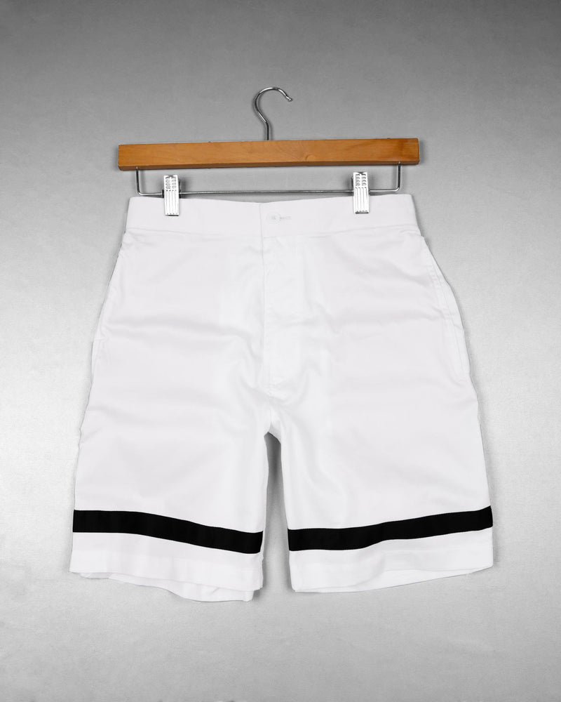 Bright White and Jade Black Contrast Striped Super Soft Premium Cotton Designer Shorts SR154-28, SR154-30, SR154-32, SR154-34, SR154-36, SR154-38, SR154-40, SR154-42, SR154-44