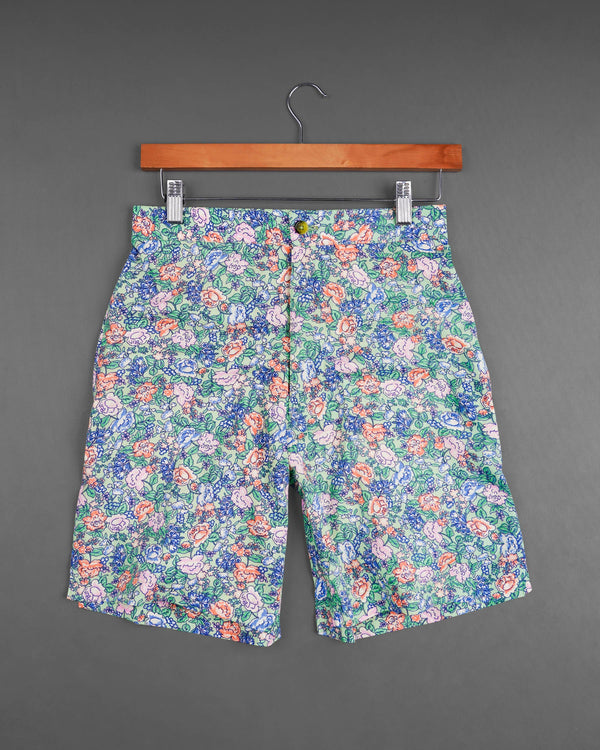 Zanah Green Floral Printed Premium Tencel Shorts SR163-28, SR163-30, SR163-32, SR163-34, SR163-36, SR163-38, SR163-40, SR163-42, SR163-44