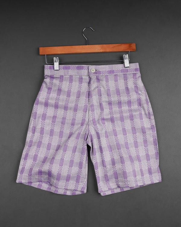 Bouquet Purple Dobby Premium Giza Cotton Checkered Shorts SR165-28, SR165-30, SR165-32, SR165-34, SR165-36, SR165-38, SR165-40, SR165-42, SR165-44