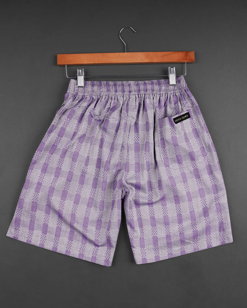 Bouquet Purple Dobby Premium Giza Cotton Checkered Shorts SR165-28, SR165-30, SR165-32, SR165-34, SR165-36, SR165-38, SR165-40, SR165-42, SR165-44