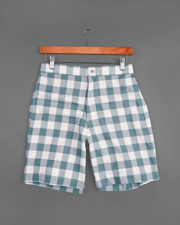 Juniper and White Checkered Premium Cotton Shorts SR169-28, SR169-30, SR169-32, SR169-34, SR169-36, SR169-38, SR169-40, SR169-42, SR169-44