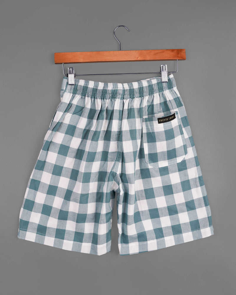 Juniper and White Checkered Premium Cotton Shorts SR169-28, SR169-30, SR169-32, SR169-34, SR169-36, SR169-38, SR169-40, SR169-42, SR169-44