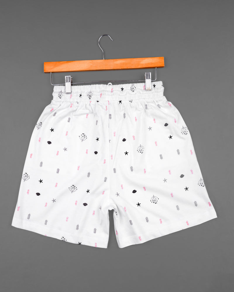 Bright White Printed Premium Cotton  Shorts SR175-28, SR175-30, SR175-32, SR175-34, SR175-36, SR175-38, SR175-40, SR175-42, SR175-44