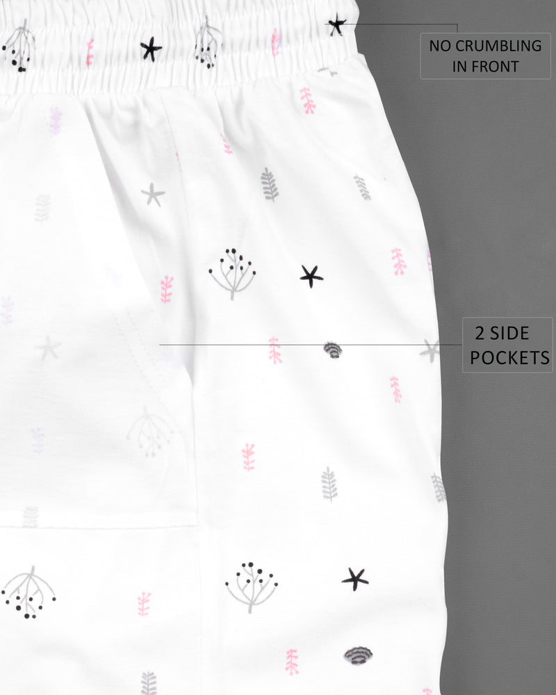 Bright White Printed Premium Cotton  Shorts SR175-28, SR175-30, SR175-32, SR175-34, SR175-36, SR175-38, SR175-40, SR175-42, SR175-44