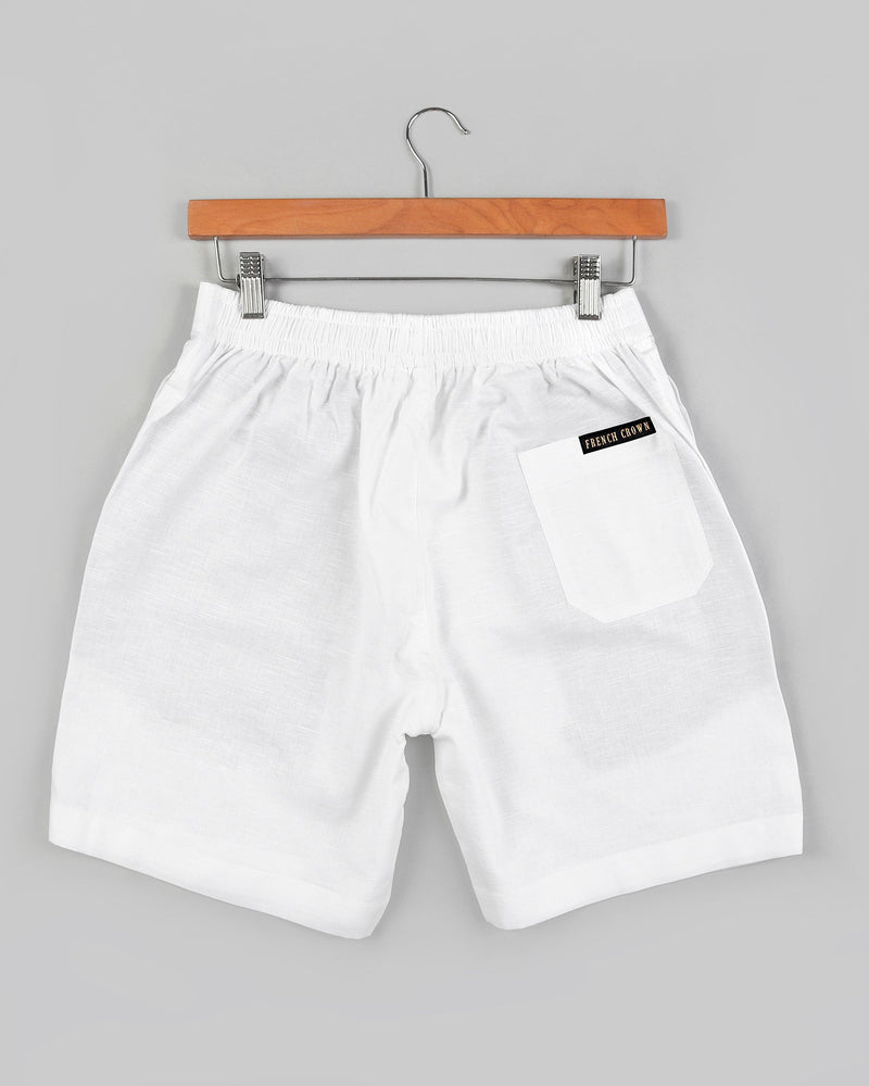 Two Bright White Premium Linen Shorts SR07-32, SR07-28, SR07-42, SR07-36, SR07-40, SR07-38, SR07-34, SR07-44, SR07-30