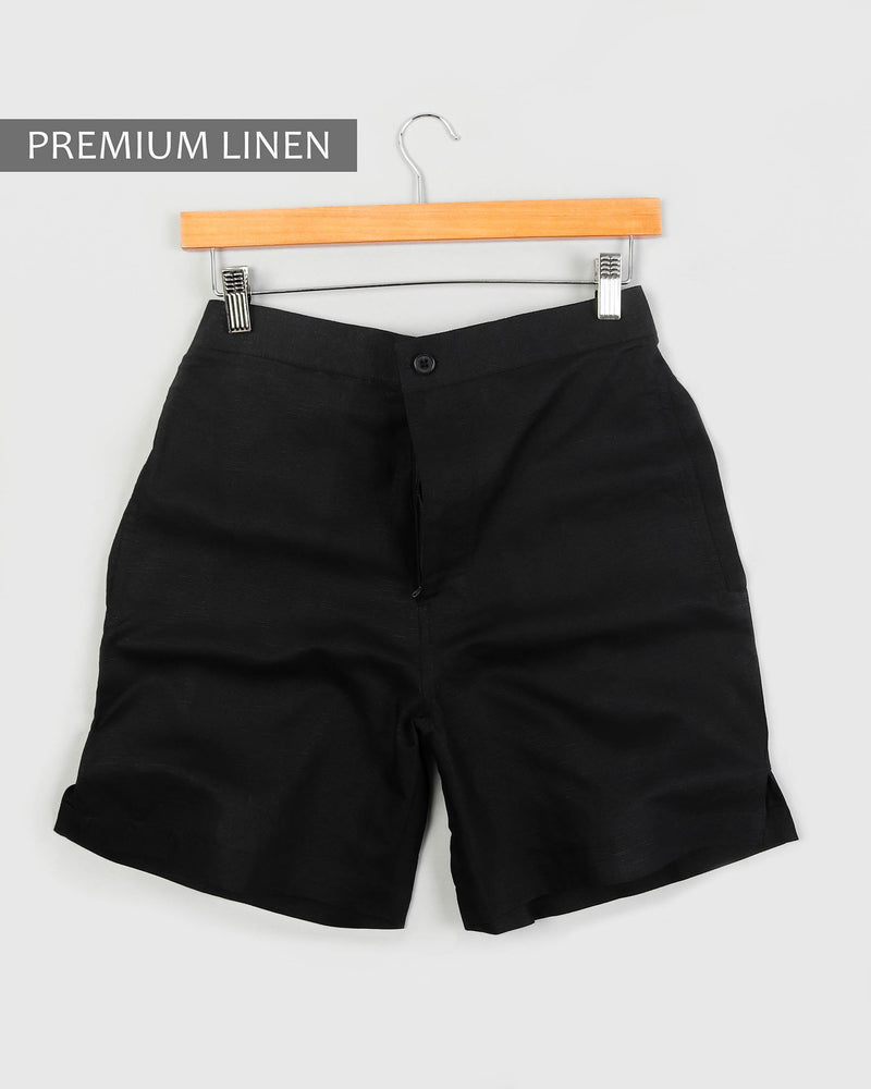 Jade Black Premium Linen and Premium Cotton Shorts SR10-28, SR10-30, SR10-32, SR10-34, SR10-36, SR10-38, SR10-40, SR10-42, SR10-44