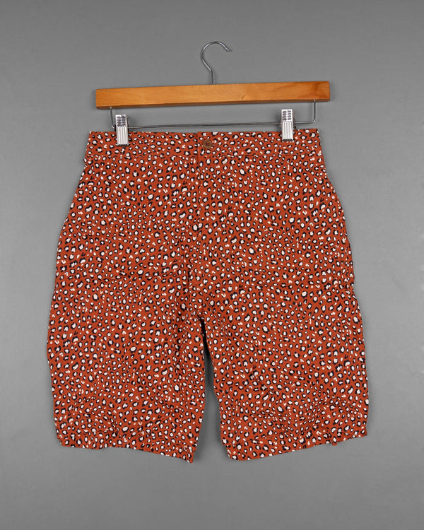 Medium Carmine Cheetah Print Premium Tencel Shorts SR117-28, SR117-30, SR117-32, SR117-34, SR117-36, SR117-38, SR117-40, SR117-42, SR117-44