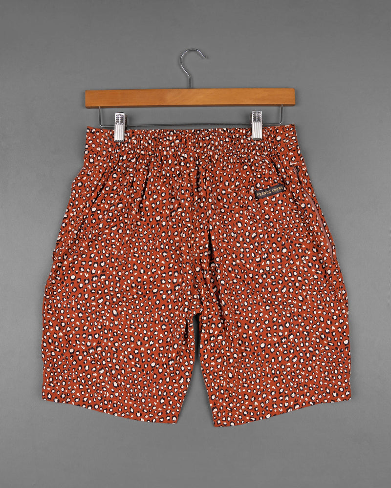 Medium Carmine Cheetah Print Premium Tencel Shorts SR117-28, SR117-30, SR117-32, SR117-34, SR117-36, SR117-38, SR117-40, SR117-42, SR117-44