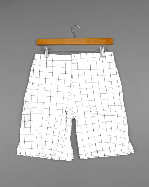 Bright White Windowpane Premium Cotton Shorts SR129-28, SR129-30, SR129-32, SR129-34, SR129-36, SR129-38, SR129-40, SR129-42, SR129-44