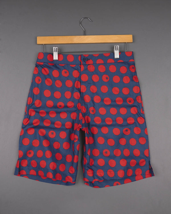 Pickled Blue Polka Print Premium Cotton Shorts SR133-28, SR133-30, SR133-32, SR133-34, SR133-36, SR133-38, SR133-40, SR133-42, SR133-44