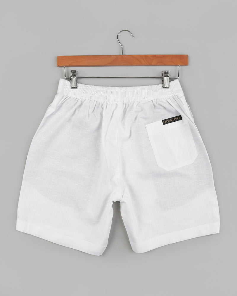 Bright White Premium Linen and Cotton Shorts SR03-28, SR03-30, SR03-32, SR03-34, SR03-36, SR03-38, SR03-40, SR03-42, SR03-44