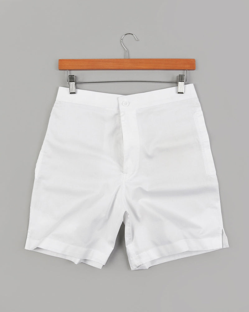 Bright White Premium Linen and Cotton Shorts SR03-28, SR03-30, SR03-32, SR03-34, SR03-36, SR03-38, SR03-40, SR03-42, SR03-44