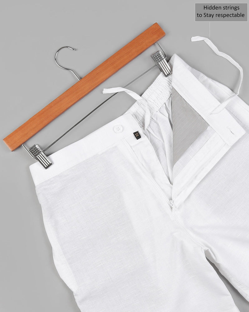 Bright White Premium Linen and Cotton Shorts SR03-28, SR03-30, SR03-32, SR03-34, SR03-36, SR03-38, SR03-40, SR03-42, SR03-44