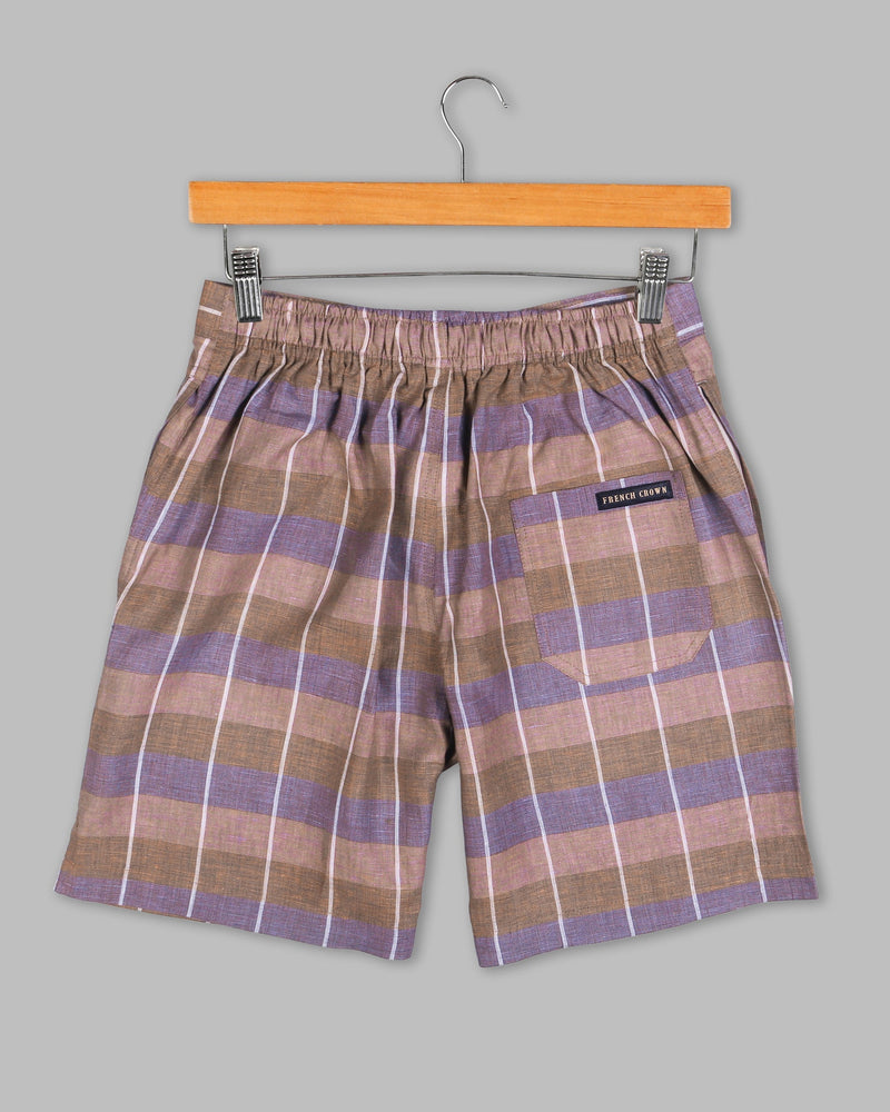 Sand Dune Multicolour White Striped Premium Linen Shorts SR90-28, SR90-42, SR90-44, SR90-36, SR90-38, SR90-32, SR90-34, SR90-30, SR90-40