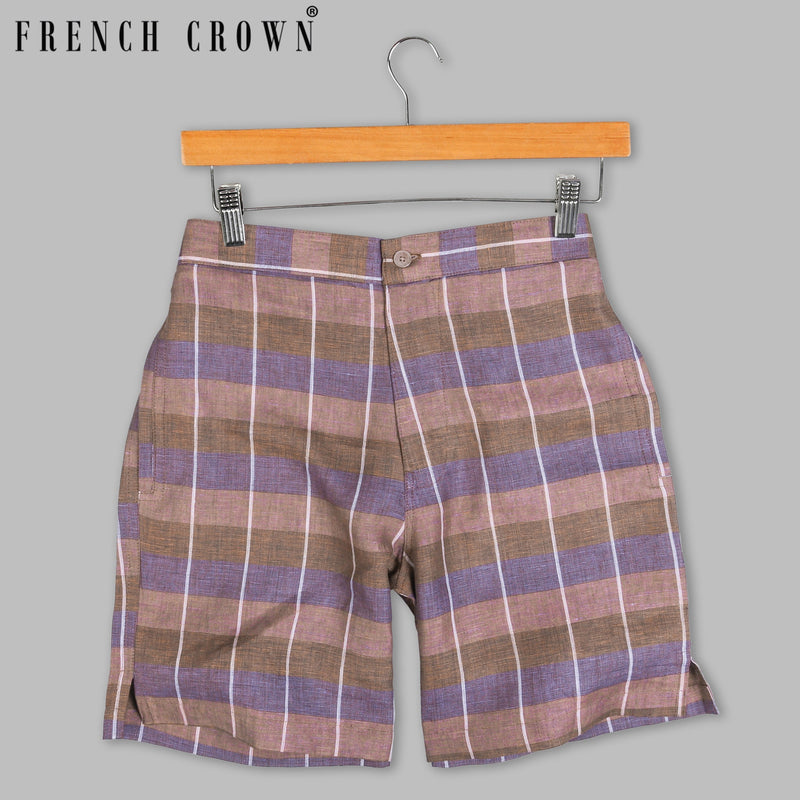 Sand Dune Multicolour White Striped Premium Linen Shorts SR90-28, SR90-42, SR90-44, SR90-36, SR90-38, SR90-32, SR90-34, SR90-30, SR90-40