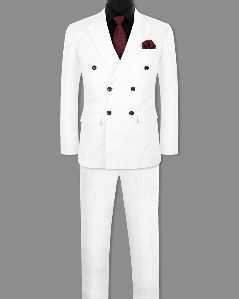 BRIGHT WHITE LUXURIOUS LINEN DOUSTE BREASTED PERFORMANCE Suit ST1239-DB-36, ST1239-DB-38, ST1239-DB-40, ST1239-DB-60, ST1239-DB-42, ST1239-DB-44, ST1239-DB-46, ST1239-DB-48, ST1239-DB-58, ST1239-DB-56, ST1239-DB-50, ST1239-DB-52, ST1239-DB-54