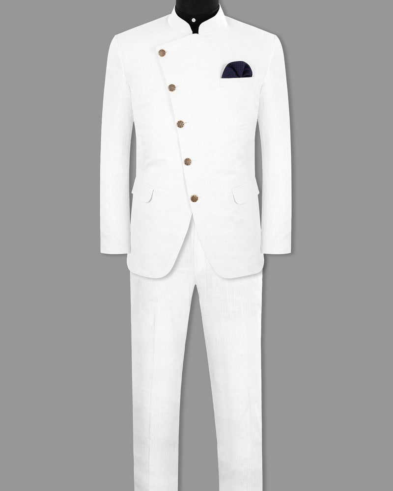 BRIGHT WHITE LUXURIOUS LINEN BANDHGALA/MANDARIN CROSS BUTTONED PERFORMANCE Suit ST1241-CBG-36, ST1241-CBG-50, ST1241-CBG-52, ST1241-CBG-54, ST1241-CBG-42, ST1241-CBG-48, ST1241-CBG-56, ST1241-CBG-38, ST1241-CBG-40, ST1241-CBG-44, ST1241-CBG-46, ST1241-CBG-58, ST1241-CBG-60