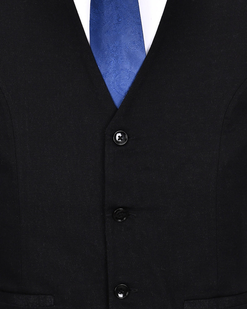 Jade Black Luxurious Linen Double-Breasted Sports Suit