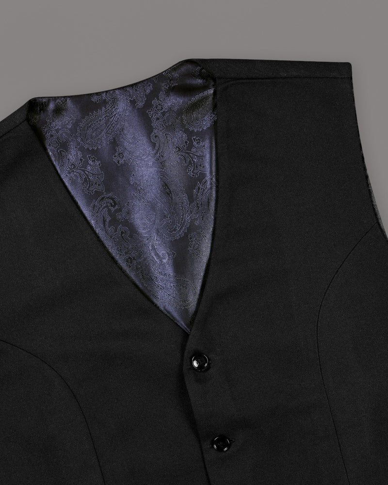 Jade Black Wool Rich Double Breasted Suit