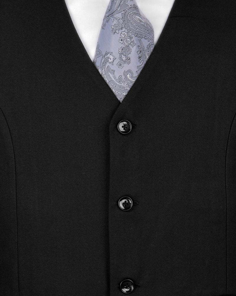 Jade Black Wool Rich Double Breasted Suit