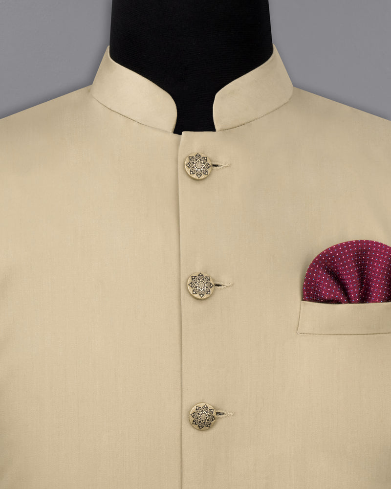 Hazelnut Wool rich Bandhgala/Mandarin Suit