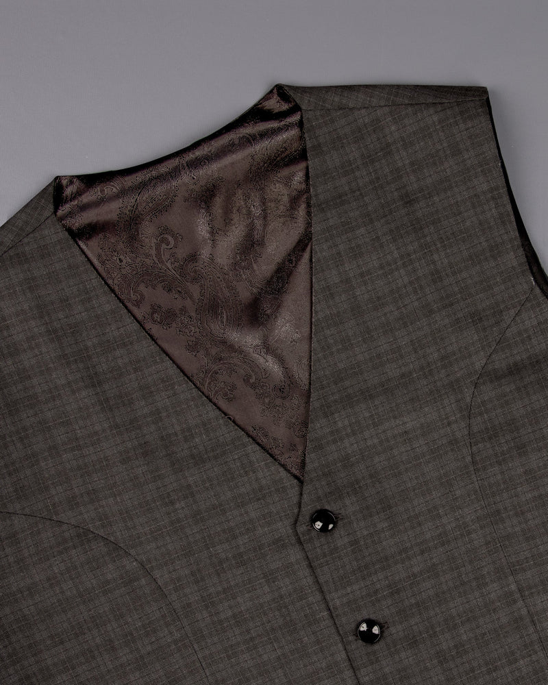 Birch Brown Cross Buttoned Mandarin/Bandhgala Wool Rich Suit