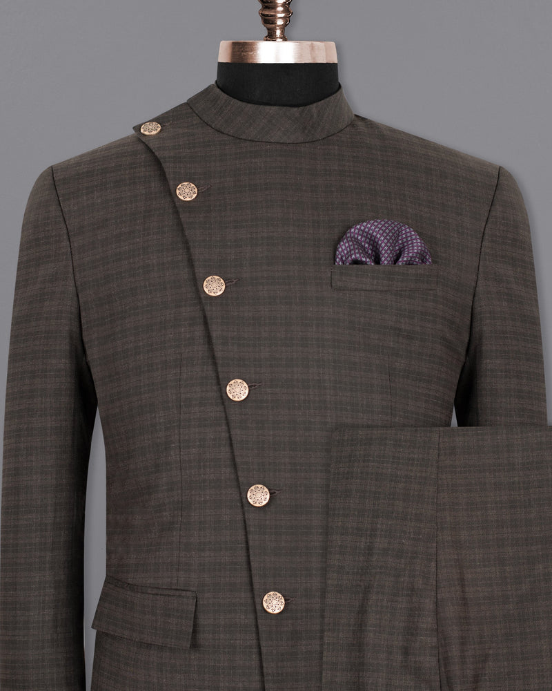 Birch Brown Cross Buttoned Mandarin/Bandhgala Wool Rich Suit ST1336-CBG2-36, ST1336-CBG2-38, ST1336-CBG2-40, ST1336-CBG2-42, ST1336-CBG2-44, ST1336-CBG2-46, ST1336-CBG2-48, ST1336-CBG2-50, ST1336-CBG2-52, ST1336-CBG2-54, ST1336-CBG2-56, ST1336-CBG2-58, ST1336-CBG2-60