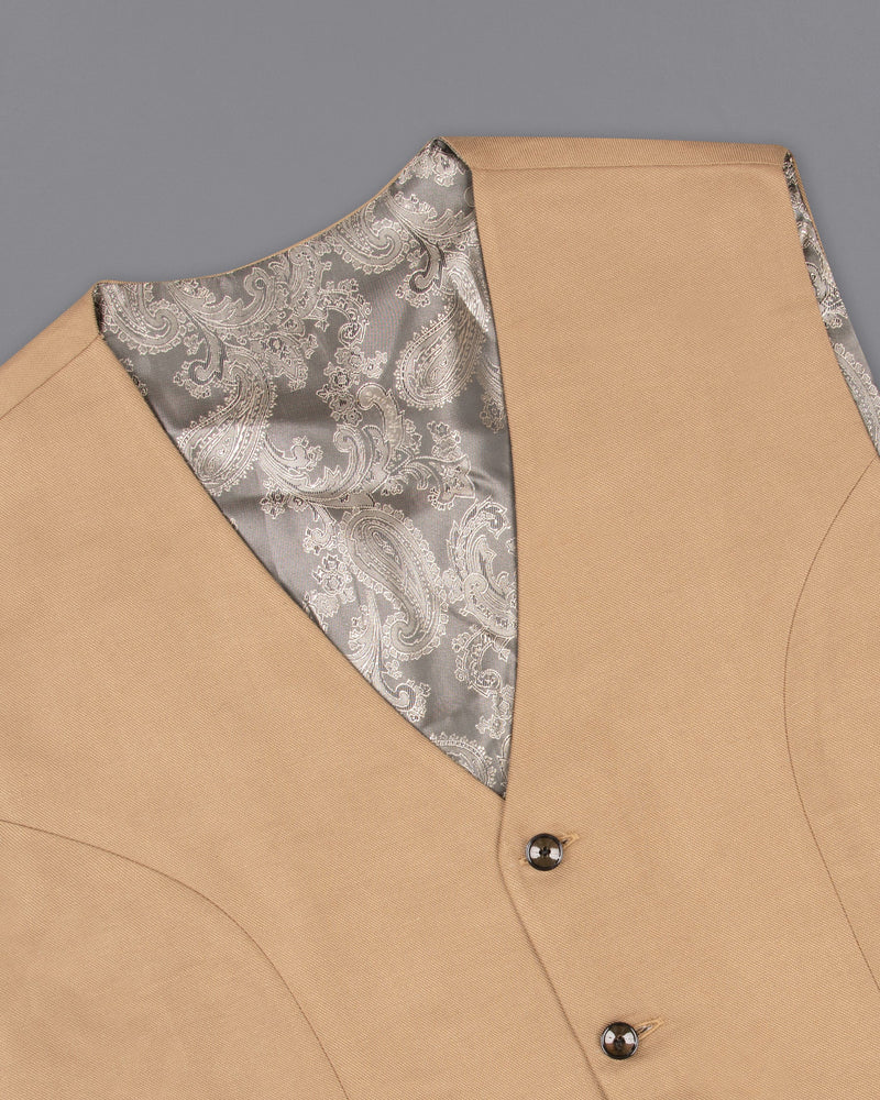 Pale Taupe Double Breasted Luxurious Linen Sports Suit