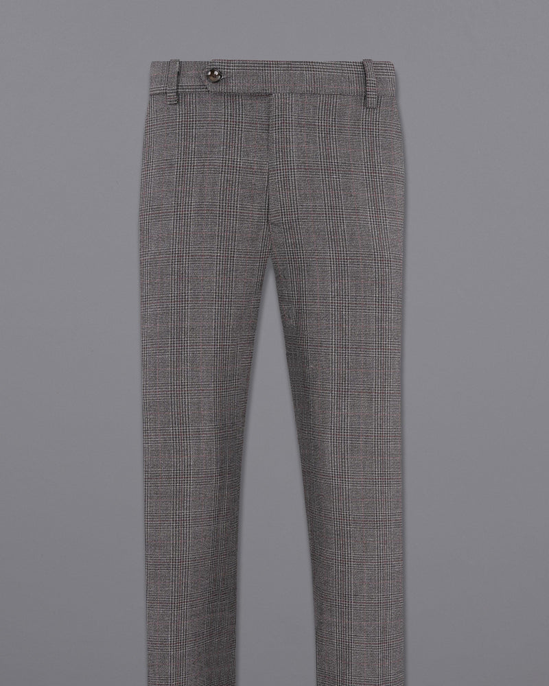 Scorpion Grey Subtle Plaid Double Breasted Wool Rich Suit
