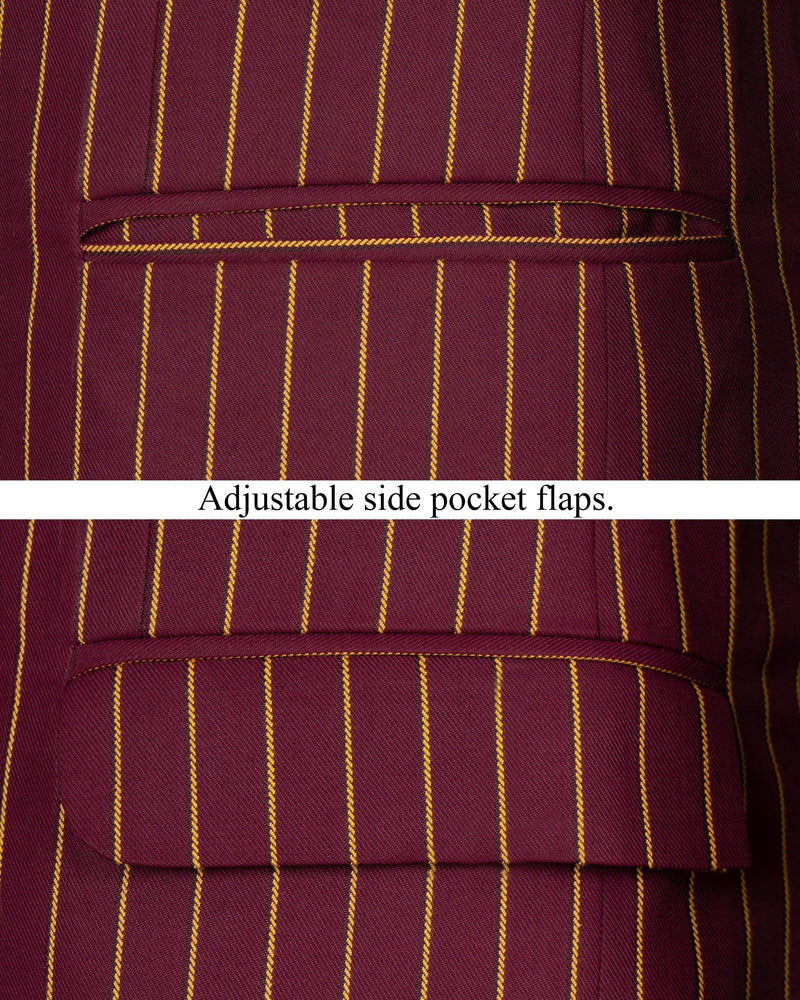 Paprika Maroon Striped Cross Button Wool Rich Bandhgala Suit ST1517-CBG-36, ST1517-CBG-38, ST1517-CBG-40, ST1517-CBG-42, ST1517-CBG-44, ST1517-CBG-46, ST1517-CBG-48, ST1517-CBG-50, ST1517-CBG-52, ST1517-CBG-54, ST1517-CBG-56, ST1517-CBG-58, ST1517-CBG-60