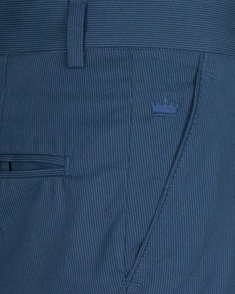 San Juan Blue Subtle Striped Premium Cotton Sports Suit
