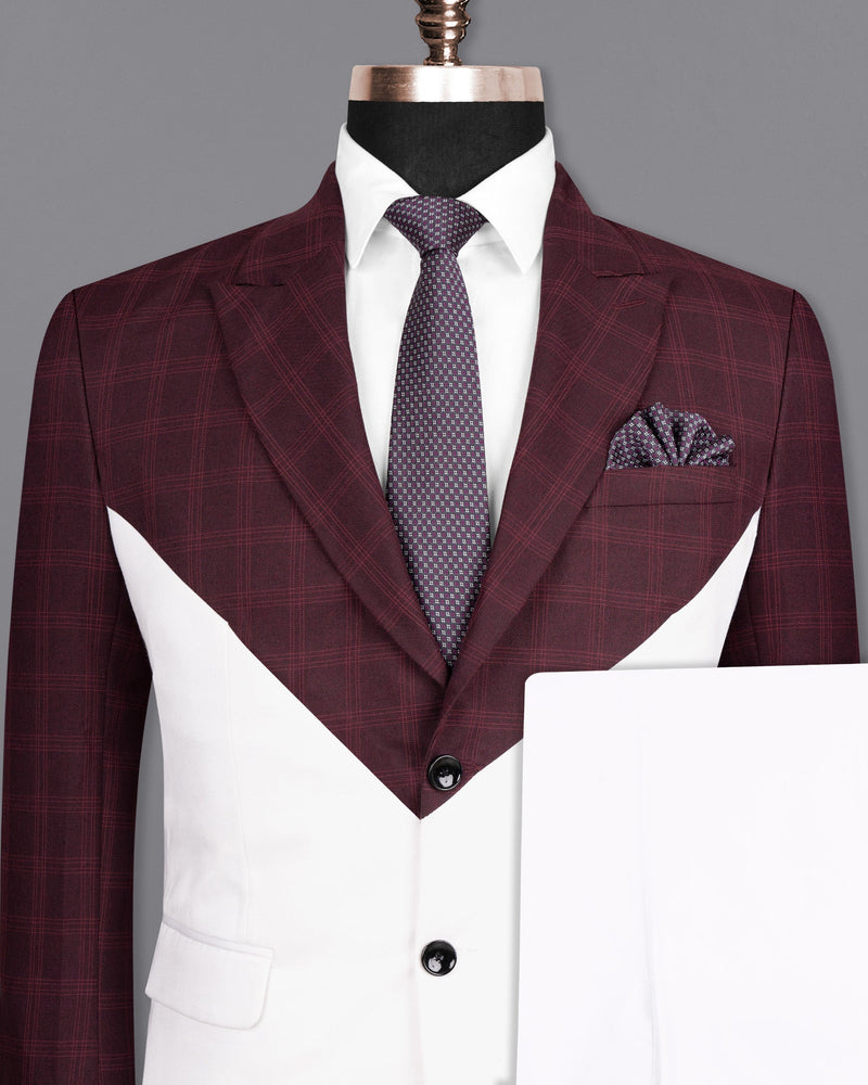 Half wine Checkered Wool Rich and Half White Premium Cotton Suit ST1586-SBP-D26-36, ST1586-SBP-D26-38, ST1586-SBP-D26-40, ST1586-SBP-D26-42, ST1586-SBP-D26-44, ST1586-SBP-D26-46, ST1586-SBP-D26-48, ST1586-SBP-D26-50, ST1586-SBP-D26-52, ST1586-SBP-D26-54, ST1586-SBP-D26-56, ST1586-SBP-D26-58, ST1586-SBP-D26-60