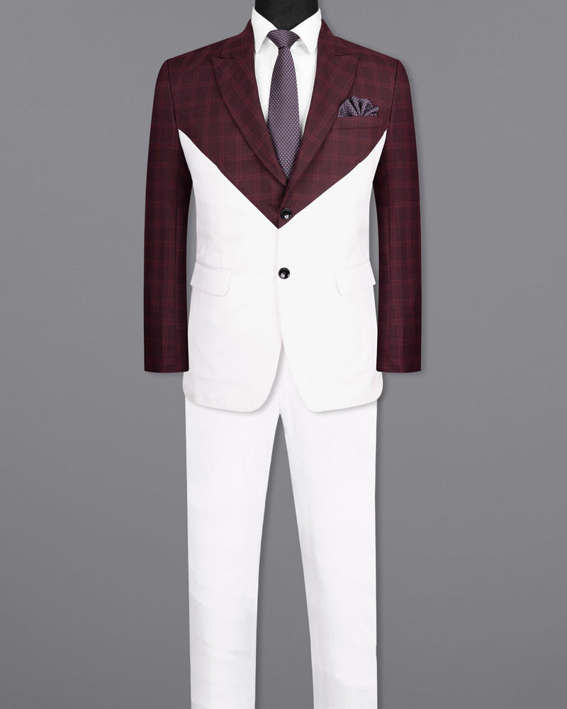 Half wine Checkered Wool Rich and Half White Premium Cotton Suit ST1586-SBP-D26-36, ST1586-SBP-D26-38, ST1586-SBP-D26-40, ST1586-SBP-D26-42, ST1586-SBP-D26-44, ST1586-SBP-D26-46, ST1586-SBP-D26-48, ST1586-SBP-D26-50, ST1586-SBP-D26-52, ST1586-SBP-D26-54, ST1586-SBP-D26-56, ST1586-SBP-D26-58, ST1586-SBP-D26-60